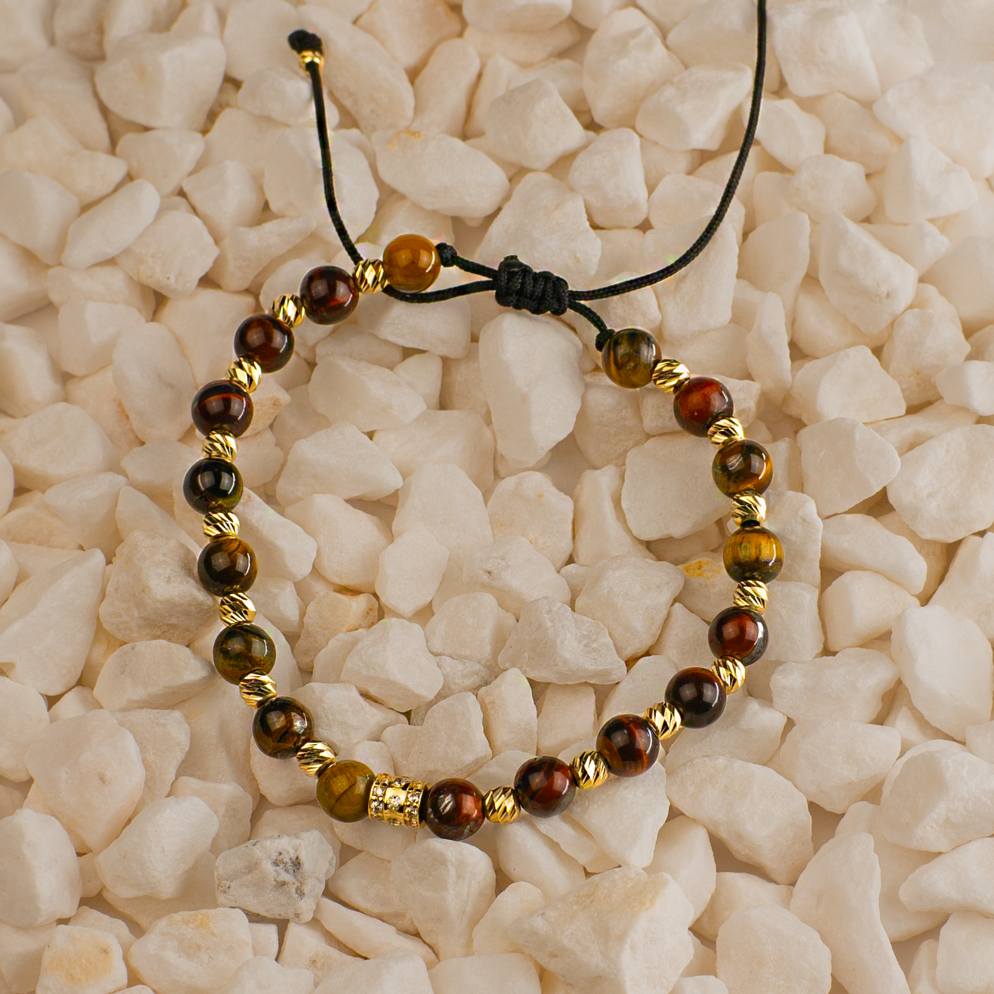 Brățară cu Șnur și Pietre Naturale Maro - Aur 585 (2.37g)