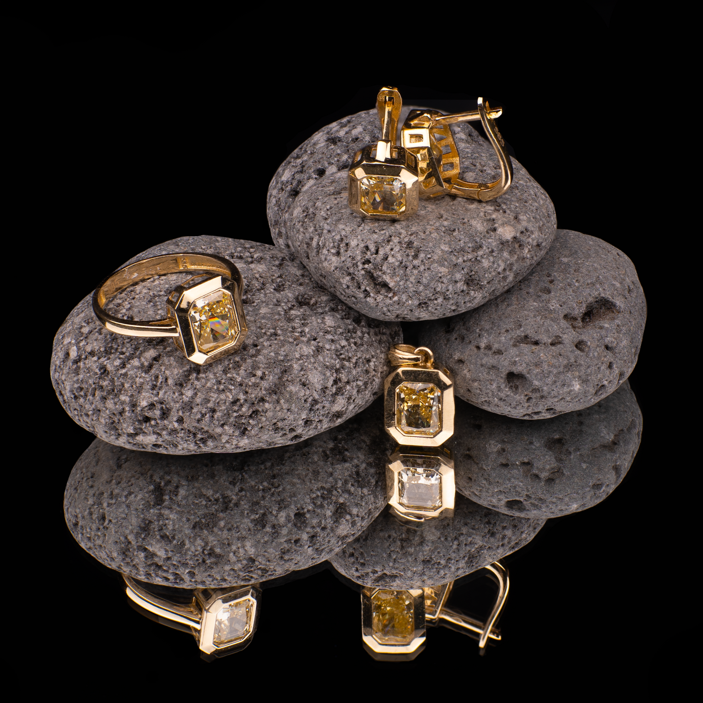 Set de Bijuterii cu Pietre Naturale Citrin - Aur 585 (9.23g)